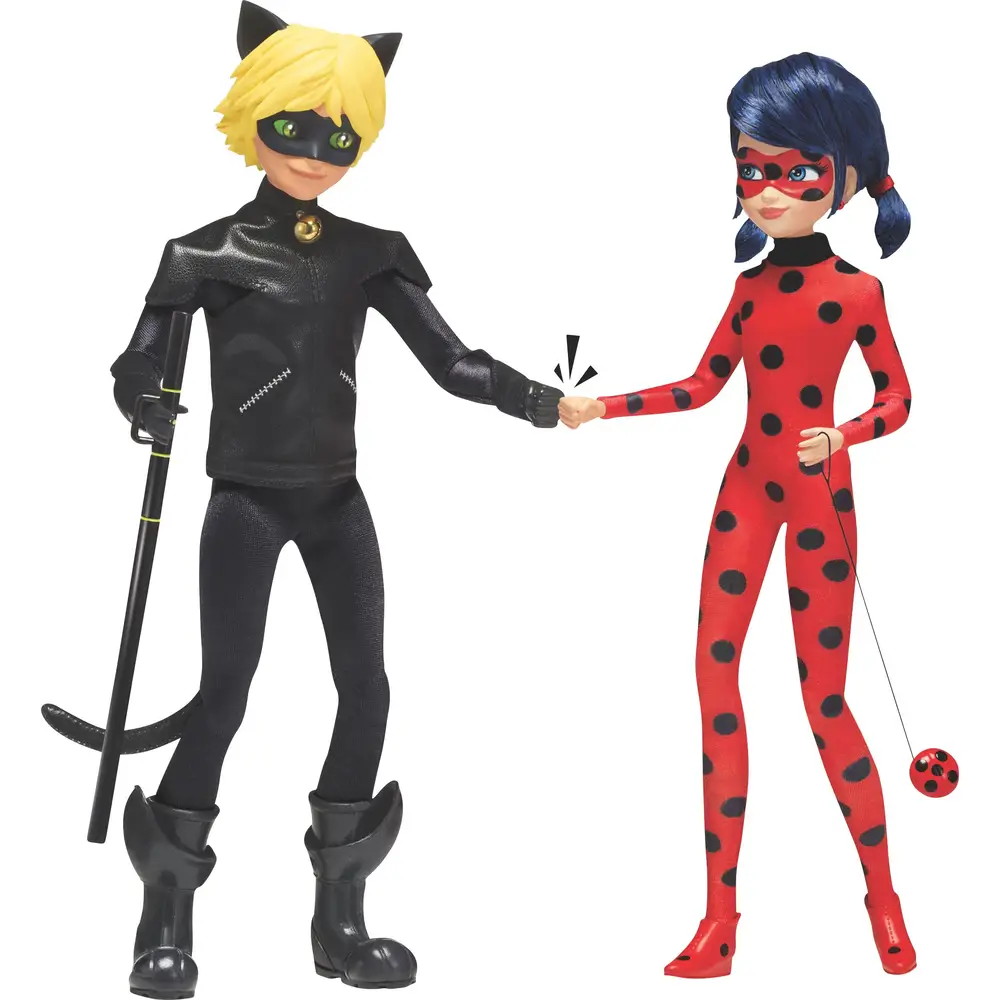 Bandai Miraculous Ladybug and Cat Noir Dolls - 26 cm - Superhero Toys