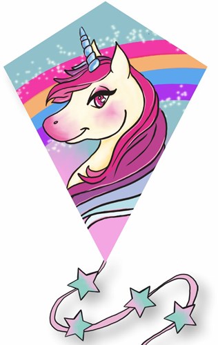 Knoop Kites diamond kite unicorn 65x55cm with tail