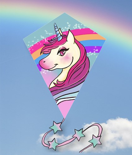Knoop Kites diamond kite unicorn 65x55cm with tail-2
