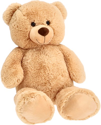 Pluchiez plush teddy bear sitting 100 cm large brown cuddly toy-3