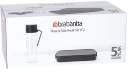 Brabantia lunch box and water bottle set - plastic - dark grey - reusable