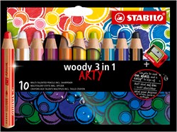 Stabilo colored pencil woody 3-in-1 ARTY case 10 colors with sharpener