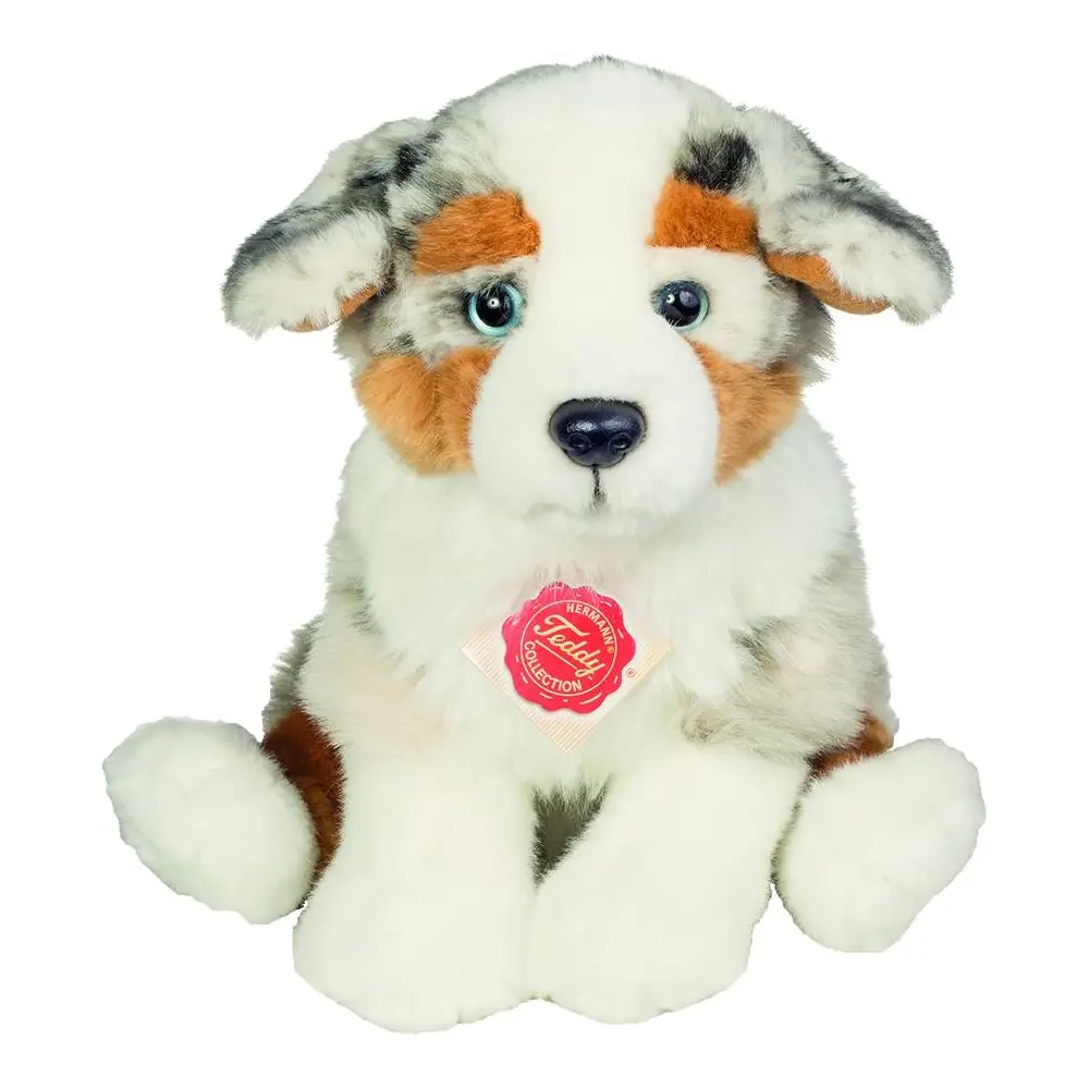 Hermann Teddy plush dog Australian Shepherd puppy sitting 22 cm soft toy