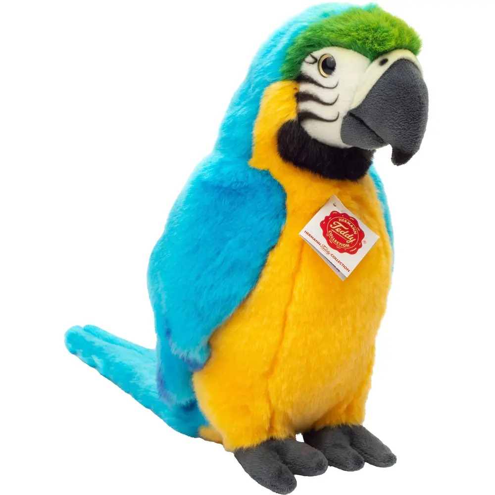 Hermann Teddy plush parrot blue-yellow cuddly toy 26 cm toy