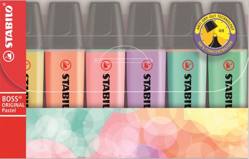 STABILO BOSS ORIGINAL marker 6 pc(s) Lilac, Mint, Peach, Pink, Turquoise, Yellow Chisel tip