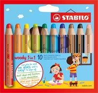 Stabilo Woody 3 in 1 coloured pencil case with 10 colours - multitasking