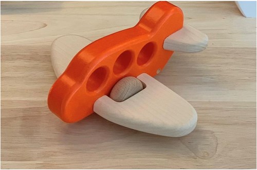 Bajo wooden airplane - sustainable toy, orange color-3