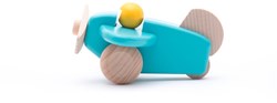 Bajo wooden airplane with pilot - blue wooden toy airplane