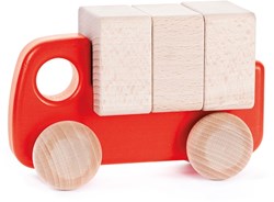 Bajo wooden truck with blocks - sustainable toy yellow
