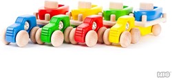 Bajo wooden 4x4 toy car with trailer and boat - green