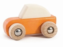 Bajo wooden pullback car orange - sustainable toy car