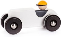Bajo wooden retro race car - toy car white sustainable