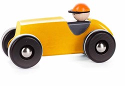 Bajo wooden retro race car - yellow - sustainable toy car
