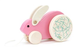 Bajo wooden pull-along big rabbit pink - sustainable toy