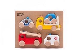 Bajo wooden emergency vehicles set toy