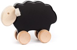 Bajo Wooden Sheep on Wheels - Black Toy