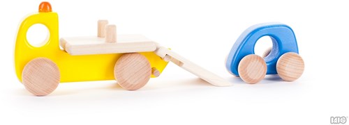 Bajo wooden car transporter with car - toy vehicle for children-2