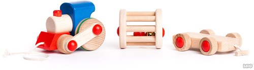 Bajo wooden toy train Choo-Choo with rattle - 3-piece set-2