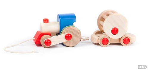Bajo wooden toy train Choo-Choo with rattle - 3-piece set-3