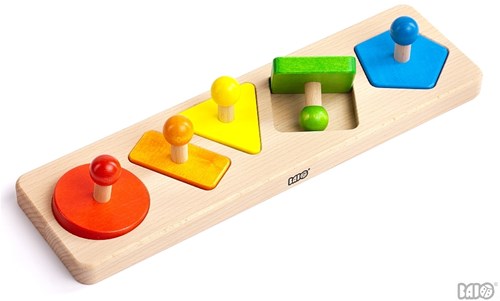 Bajo wooden shape puzzle educational toy - 5 piece shapes set