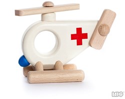 Bajo wooden helicopter ambulance - sustainable toy 8 cm