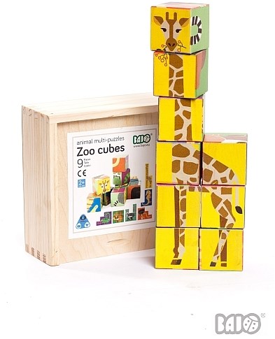 Bajo wooden zoo puzzle - educational toy 9 pieces for kids