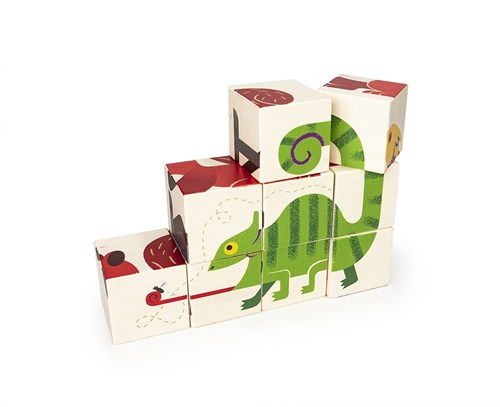 Bajo wooden zoo puzzle - educational wooden cubes toy