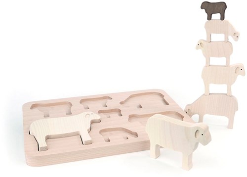 Bajo wooden shape puzzle sheep - educational toy 7 pieces