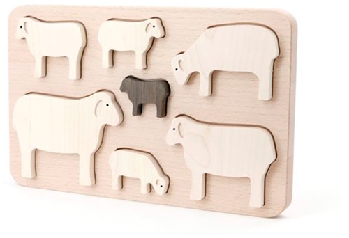 Bajo wooden shape puzzle sheep - educational toy 7 pieces-2