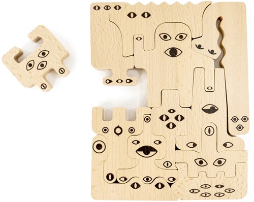 Bajo wooden puzzle Friendly Monsters - double-sided educational toy-2