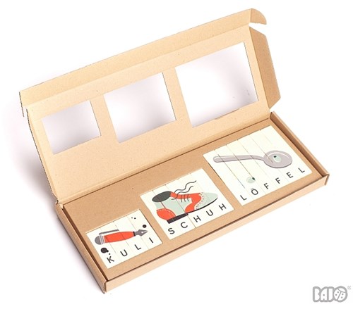 Bajo wooden construction puzzle German words - educational toy 15 pieces-2