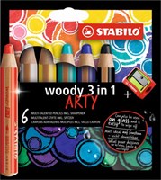 Stabilo colored pencils woody 3 in 1 - ARTY case 6 colors + sharpener