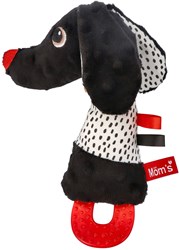 Mom's Care baby teething toy Jami dog black-white with squeaker