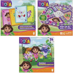 Spin Master Dora games and puzzle pack with card game and pop-up game