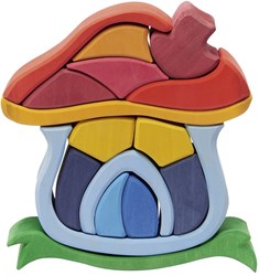 nic wooden toy mushroom house 16-piece colorful building game