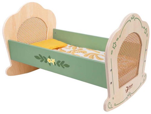 Classic World wooden doll cradle vintage flowers FSC toy-2