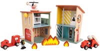 Classic World wooden fire station playset with accessories-2
