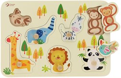Classic World wooden animal puzzle - educational toy with knobs
