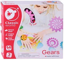 Classic World wooden gears toy - educational building set 14 pieces