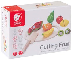 Classic World wooden toy cutting fruit set with cutting board 17 pieces