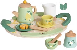 Classic World wooden tea set vintage with tray - toy set 14 pieces