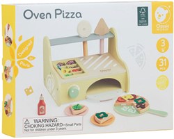Classic World wooden toy pizza oven playset with accessories
