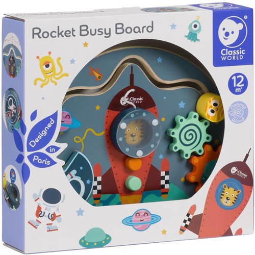 Classic World wooden activity board rocket educational toy