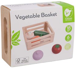 Classic World wooden toy vegetable crate playset for children