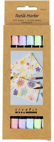 Creativ Company fabric markers pastel colours 6 pieces textile
