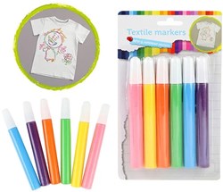 6 textile markers tropical on card.47112A