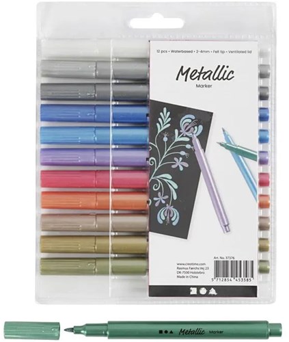 Creativ Company Metallic marker felt tip pens 12 metallic colours set-2