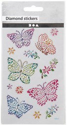 Diamond stickers, butterflies, 10x16 cm, 1 sheet