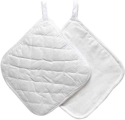 Creativ Company cotton pot holders white 20x20 cm set of 2 kitchen accessory-2