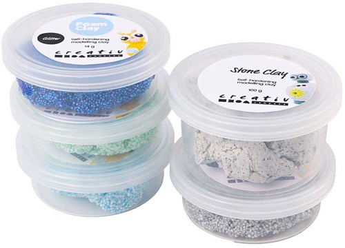 Creativ Company clay set Stone Clay and Foam Clay mix blue green-2